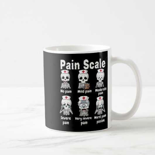 Pain Scale Cute Nurse Skeleton Halloween Trauma Fu Koffiemok (Rechts)