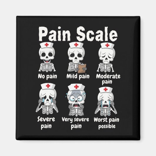 Pain Scale Cute Nurse Skeleton Halloween Trauma Fu Magneet (Voorkant)