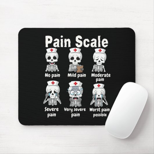 Pain Scale Cute Nurse Skeleton Halloween Trauma Fu Muismat (Met muis)