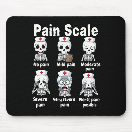 Pain Scale Cute Nurse Skeleton Halloween Trauma Fu Muismat (Voorkant)