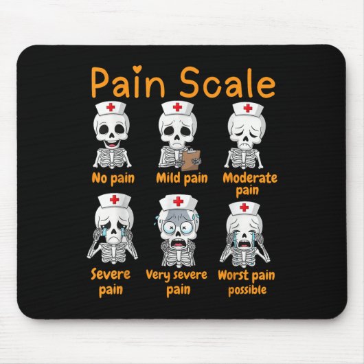 Pain Scale Cute Nurse Skeleton Halloween Trauma Fu Muismat (Voorkant)