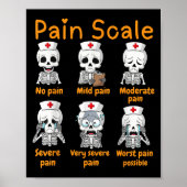 Pain Scale Cute Nurse Skeleton Halloween Trauma Fu Poster (Voorkant)