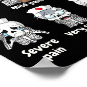 Pain Scale Cute Nurse Skeleton Halloween Trauma Fu Poster (Hoek)
