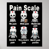 Pain Scale Cute Nurse Skeleton Halloween Trauma Fu Poster (Voorkant)