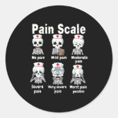 Pain Scale Cute Nurse Skeleton Halloween Trauma Fu Ronde Sticker (Voorkant)
