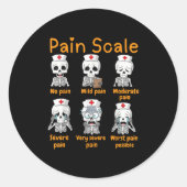 Pain Scale Cute Nurse Skeleton Halloween Trauma Fu Ronde Sticker (Voorkant)