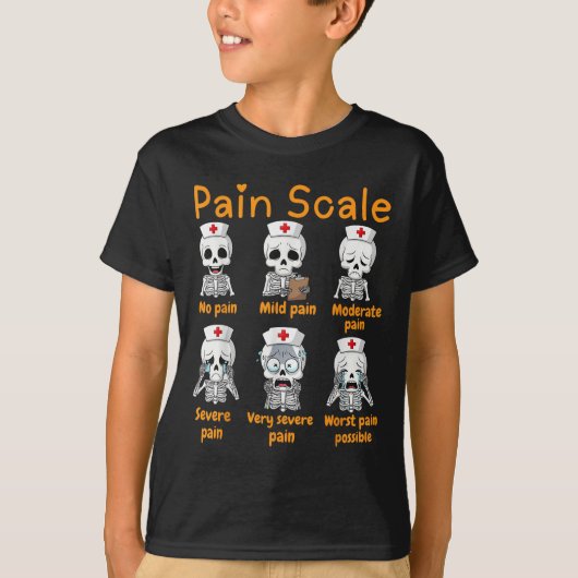 Pain Scale Cute Nurse Skeleton Halloween Trauma Fu T-shirt (Voorkant)