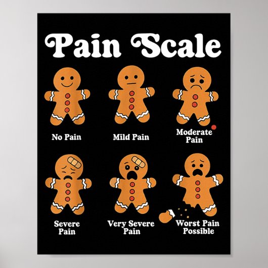 Pain Scale Funny Gingerbread Christmas Nurse Pain  Poster (Voorkant)