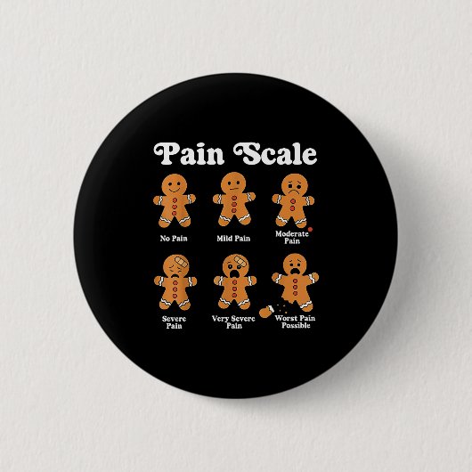 Pain Scale Funny Gingerbread Christmas Nurse Pain Ronde Button 5,7 Cm (Voorkant)