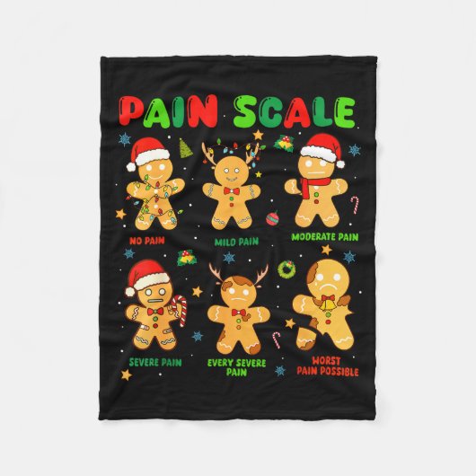 Pain Scale Funny Gingerbread Man Christmas Nurse H Fleece Deken (Voorkant)