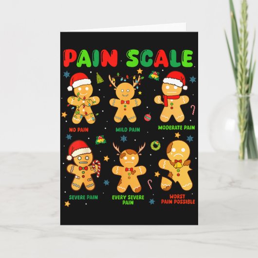 Pain Scale Funny Gingerbread Man Christmas Nurse H Kaart (Voorkant)