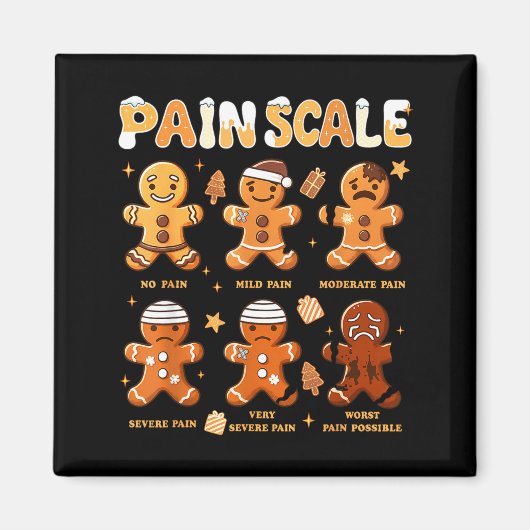 Pain Scale Funny Gingerbread Man Christmas Nurse H Magneet (Voorkant)
