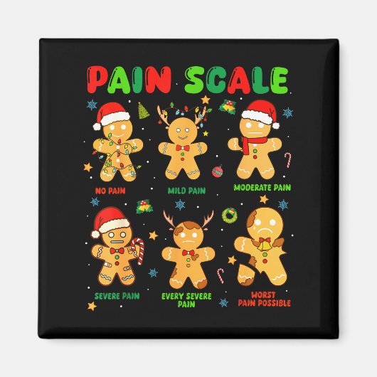 Pain Scale Funny Gingerbread Man Christmas Nurse H Magneet (Voorkant)