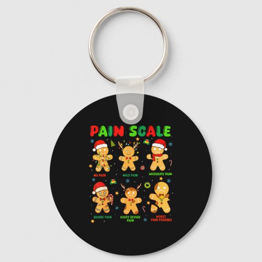 Pain Scale Funny Gingerbread Man Christmas Nurse H Sleutelhanger (Voorkant)