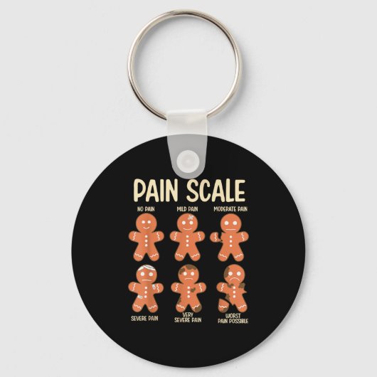 Pain Scale Funny Gingerbread Man Christmas Nurse H Sleutelhanger (Voorkant)
