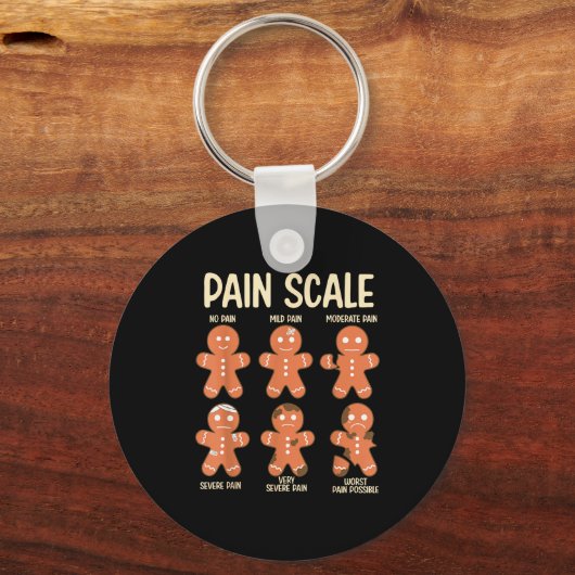 Pain Scale Funny Gingerbread Man Christmas Nurse H Sleutelhanger (Voorkant)