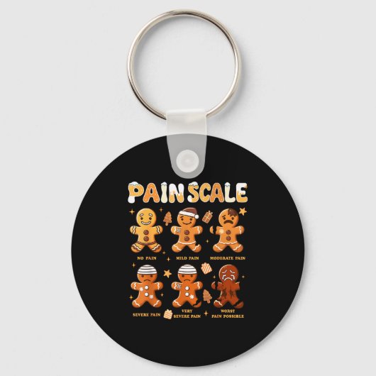 Pain Scale Funny Gingerbread Man Christmas Nurse H Sleutelhanger (Voorkant)