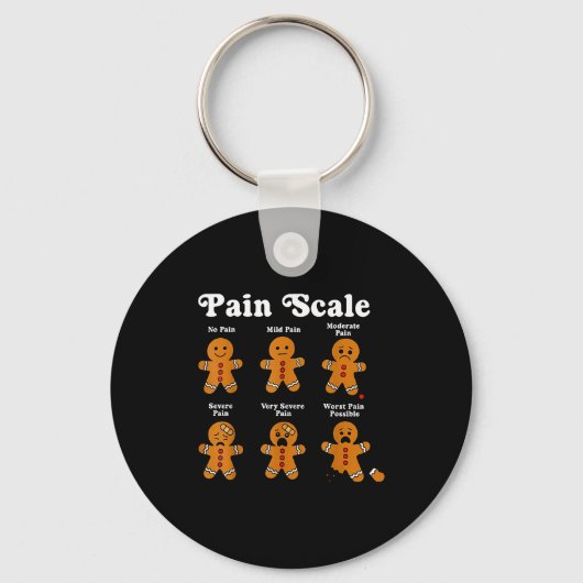 Pain Scale Funny Gingerbread Man Christmas Nurse H Sleutelhanger (Voorkant)