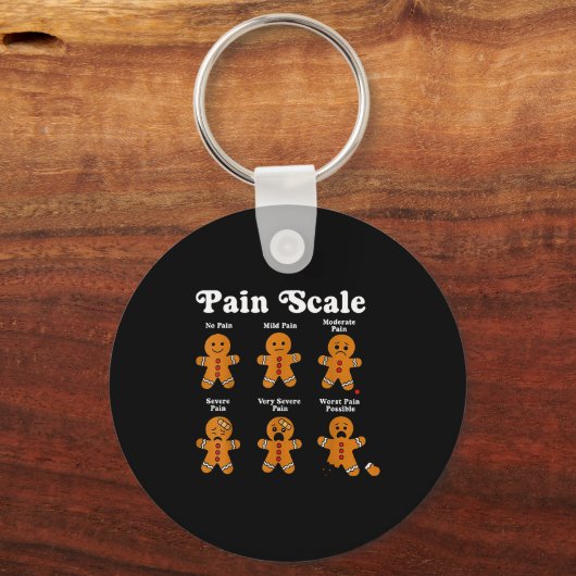 Pain Scale Funny Gingerbread Man Christmas Nurse H Sleutelhanger (Voorkant)