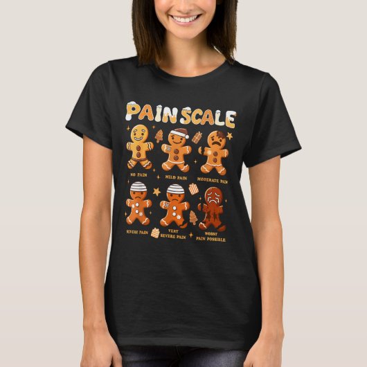 Pain Scale Funny Gingerbread Man Christmas Nurse H T-shirt (Voorkant)