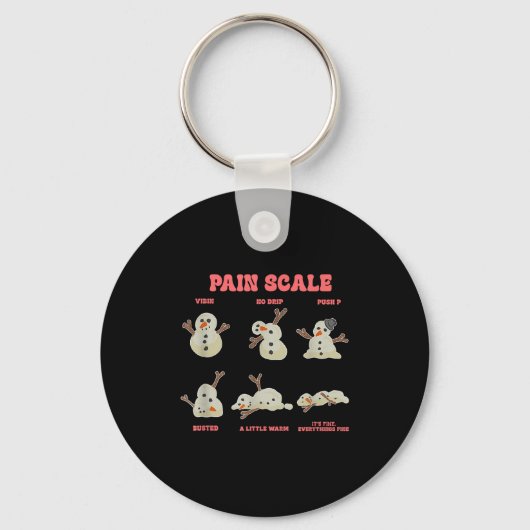 Pain Scale Funny Melting Snowman Christmas  Sleutelhanger (Voorkant)