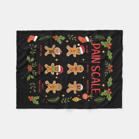 Pain Scale Gingerbread Essment Rn Er Nurse Christm Fleece Deken (Voorkant (Horizontaal))