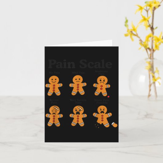 Pain Scale Gingerbread Man Funny Nurse Christmas I Kaart (Gele Bloem)