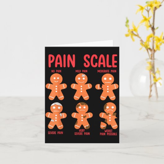 Pain Scale Gingerbread Man Funny Nurse Christmas I Kaart (Gele Bloem)