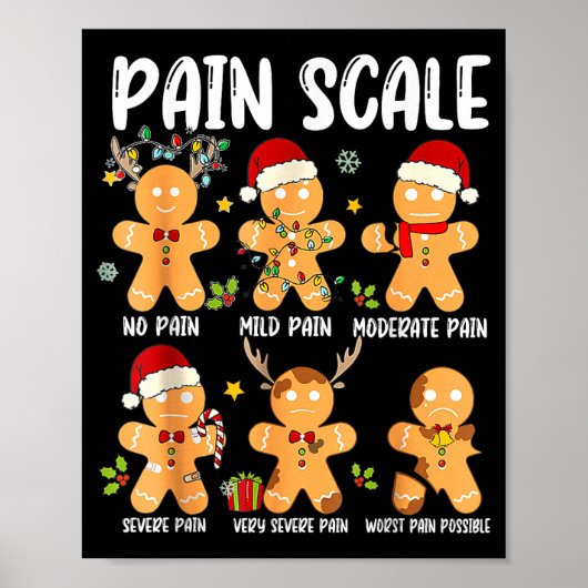 Pain Scale Gingerbread Trauma Nurse Christmas Nurs Poster (Voorkant)