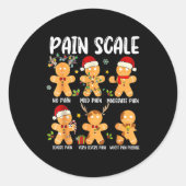 Pain Scale Gingerbread Trauma Nurse Christmas Nurs Ronde Sticker (Voorkant)