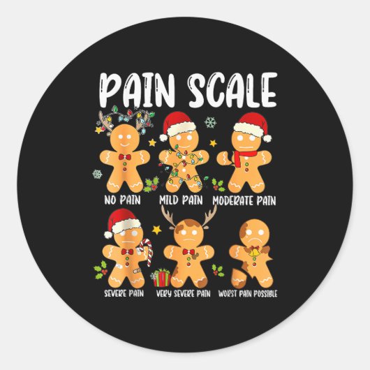 Pain Scale Gingerbread Trauma Nurse Christmas Nurs Ronde Sticker (Voorkant)