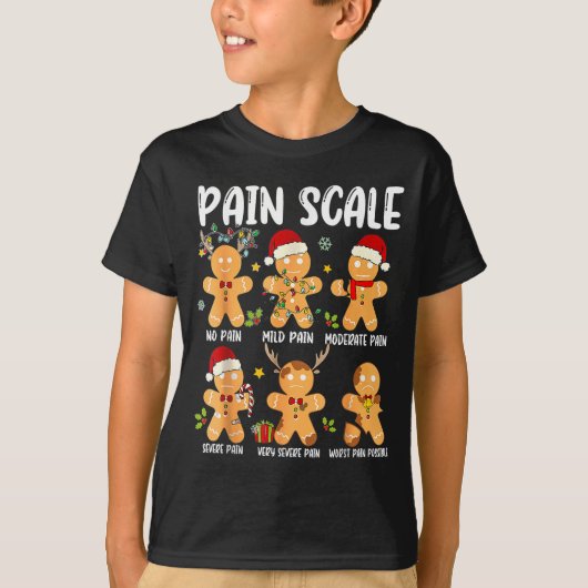 Pain Scale Gingerbread Trauma Nurse Christmas Nurs T-shirt (Voorkant)