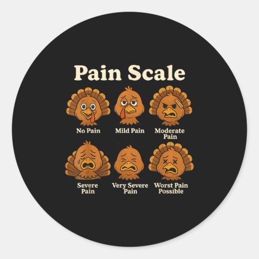 Pain Scale Pumpkin Pain Essment Trauma Nurse Hallo Ronde Sticker (Voorkant)