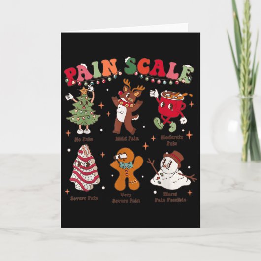 Pain Scale Retro Christmas Nurse Triage And Pain E Kaart (Voorkant)