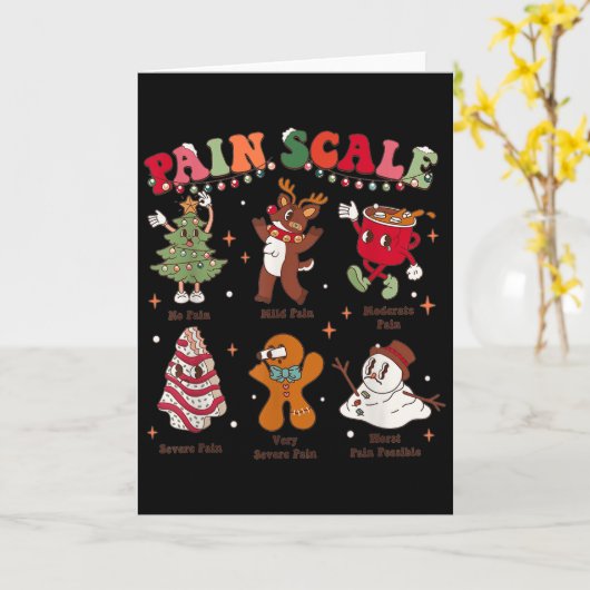 Pain Scale Retro Christmas Nurse Triage And Pain E Kaart (Gele Bloem)