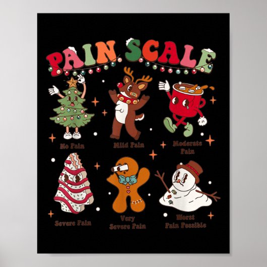 Pain Scale Retro Christmas Nurse Triage And Pain E Poster (Voorkant)
