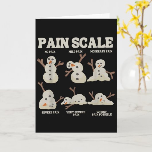 Pain Scale Snowman Funny Nurse Christmas Icu Nurse Kaart (Gele Bloem)