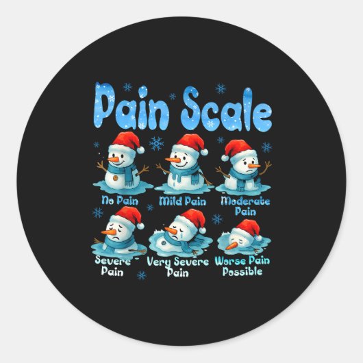 Pain Scale Snowman Healthcare Worker Pain Essment Ronde Sticker (Voorkant)