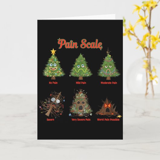 Pain Scale Snowman Nurse Christmas Tree Snow Pajam Kaart (Gele Bloem)
