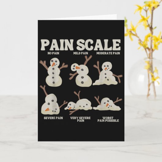 Pain Scale Snowman Nurse Christmas Xmas Snow Pajam Kaart (Gele Bloem)