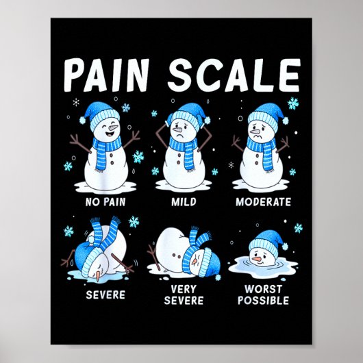 Pain Scale Snowman Nurse Christmas Xmas Snow Pajam Poster (Voorkant)