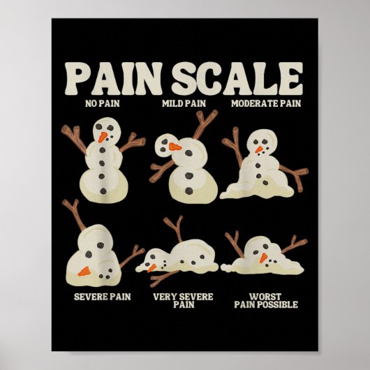 Pain Scale Snowman Nurse Christmas Xmas Snow Pajam Poster (Voorkant)
