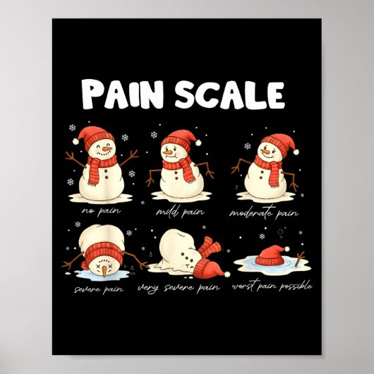 Pain Scale Snowman Nurse Christmas Xmas Snow Pajam Poster (Voorkant)
