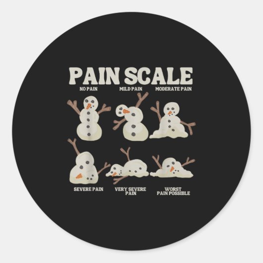 Pain Scale Snowman Nurse Christmas Xmas Snow Pajam Ronde Sticker (Voorkant)