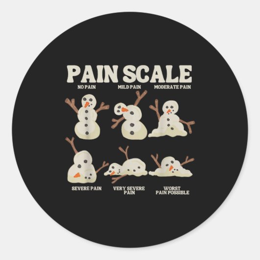 Pain Scale Snowman Nurse Christmas Xmas Snow Pajam Ronde Sticker (Voorkant)