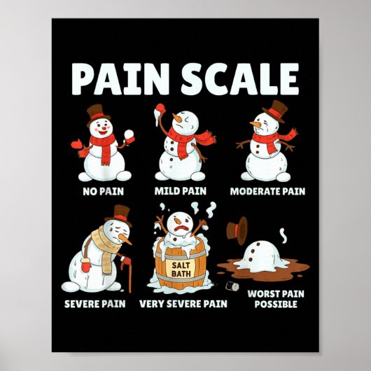 Pain Scale Snowman Xmas Funny Nurse Christmas Icu  Poster (Voorkant)