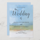 Pained Landscape Blue Skies Wedding Kaart (Voorkant / Achterkant)