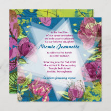 PAINED SPRING FLOWERS Bat Mitzvah Invitation