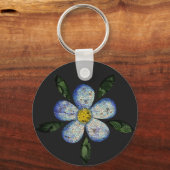 Painel Floral em Vitral com Tons de Azul e Roxo Sleutelhanger (Voorkant)