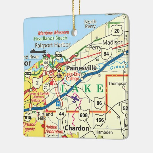 Painesville Ohio Map Keramisch Ornament (Links)